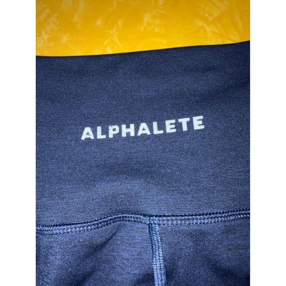 Alphalete Womens High Waisted Ribbed Moto Leggings Navy Blue Size Medium